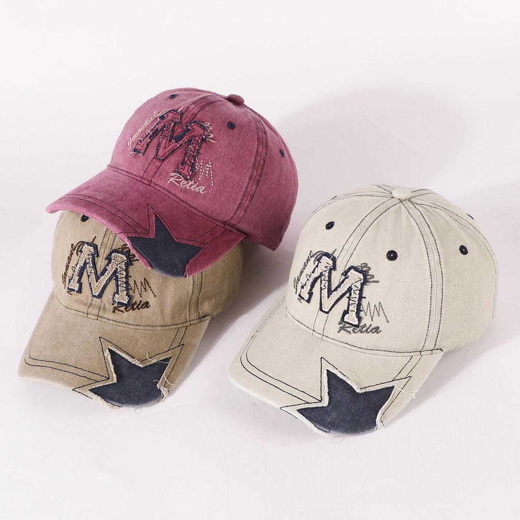 New Unisex Vintage Baseball Cap M Letter Embroidery Dad Hat Women Men Outdoor Streetwear Distressed Washed Cotton Sports Cap