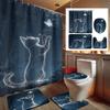 4pcs Starry Night Chasing Butterfly Dream Print Shower Curtain Set, Decorative Bathroom Set Includes Shower Curtain, Non-Slip