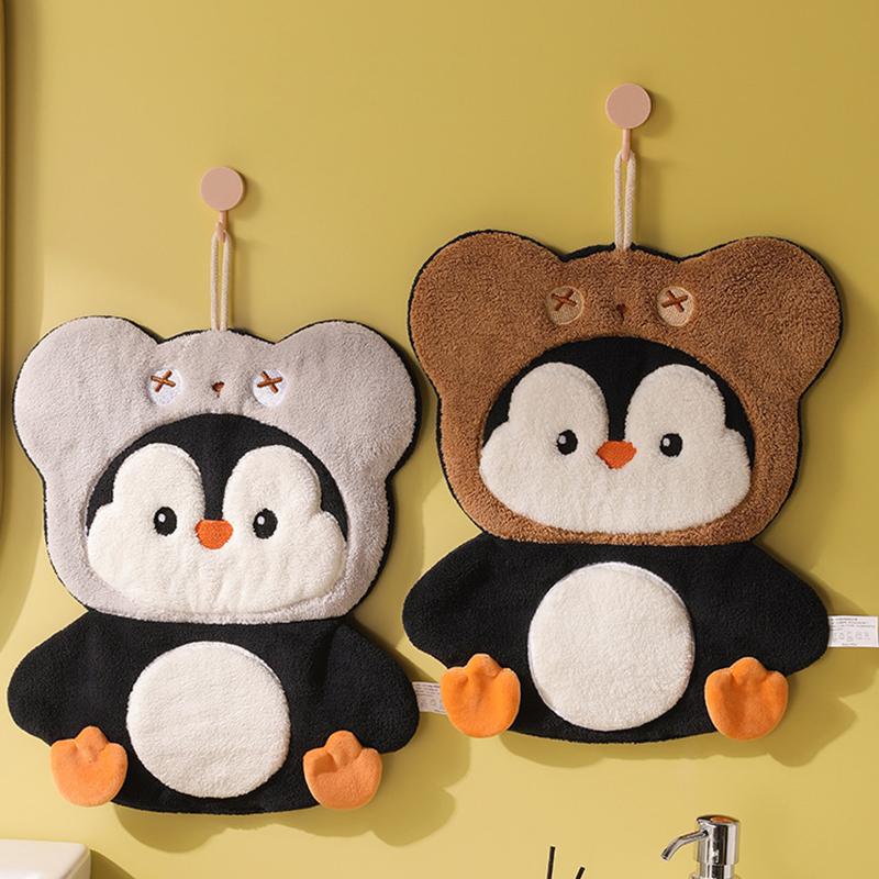 Cartoon Penguin Hand Towel Kitchen Bathroom And Toilet Hand Towel Hanging Type With Super Water Absorption Quick Drying