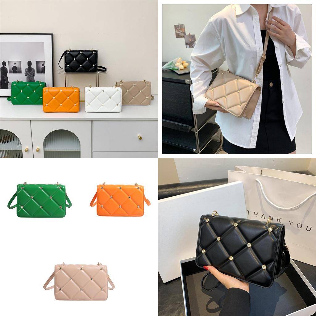 Trendy French Style Grid Small Shoulder Bag 2023 Autumn Winter New Square Bag