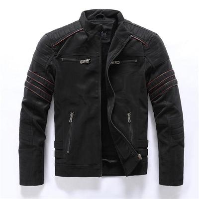 Chaqueta de cuero Traje de motociclista Traje de vuelo Chaqueta de cuero casual para hombre
