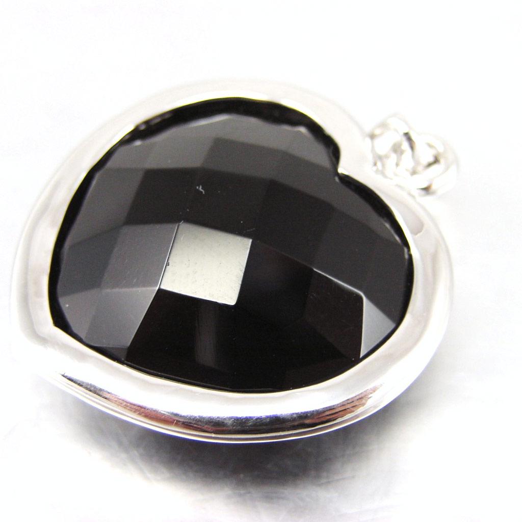 Les Trésors De Lily [F6820] - Silver Pendant 'Heart Ruth' Black White