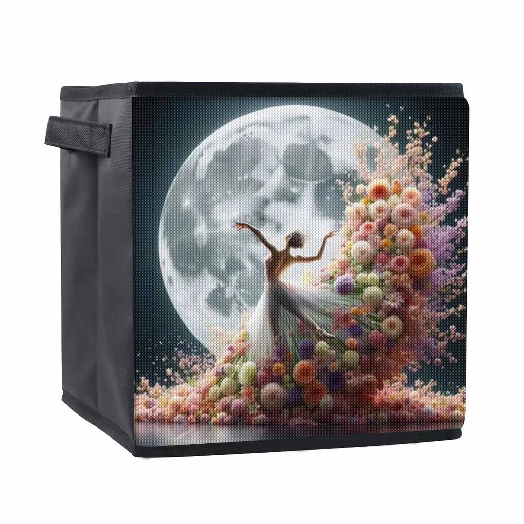 Dancing In The Moonlight 5D Diamond Painting Storage Basket Full Round Drill Mosaic Diamond Embroidery Cross Stitch Kits Home Decor Home Decor