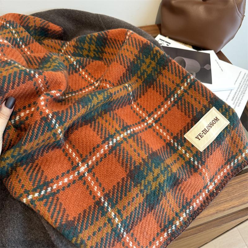 Autumn and winter warm scarf British Christmas plaid red scarf for couples and couples to increase shawl scarf