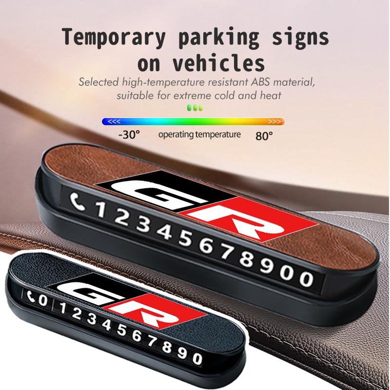 Suede Leather Car Temporary Parking Card Phone Number Plate For S2 Crown GR Corolla YARIS Auris C-HR Hilux Vios Prius JH2
