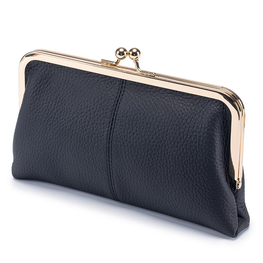 Premium Leather Long Clutch Wallet with Clasp - Large Capacity, Minimalist Design
