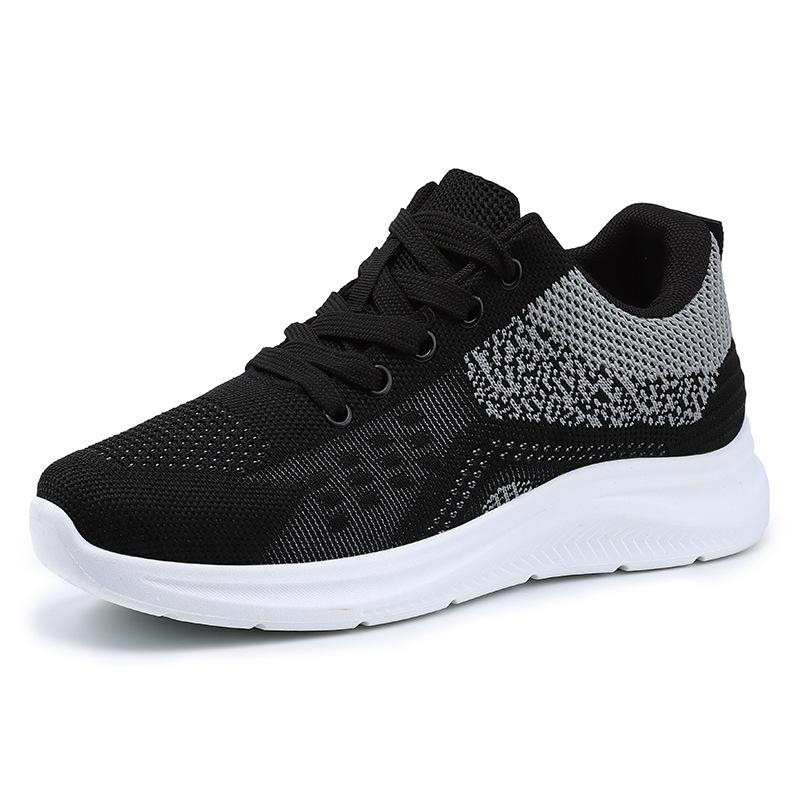 Jinshiyuanshu Shoes Women's Shoes Shallow Mouth Sneakers Flying Weaving Breathable Mesh Shoes Running Shoes Comfortable Women's Single Shoes