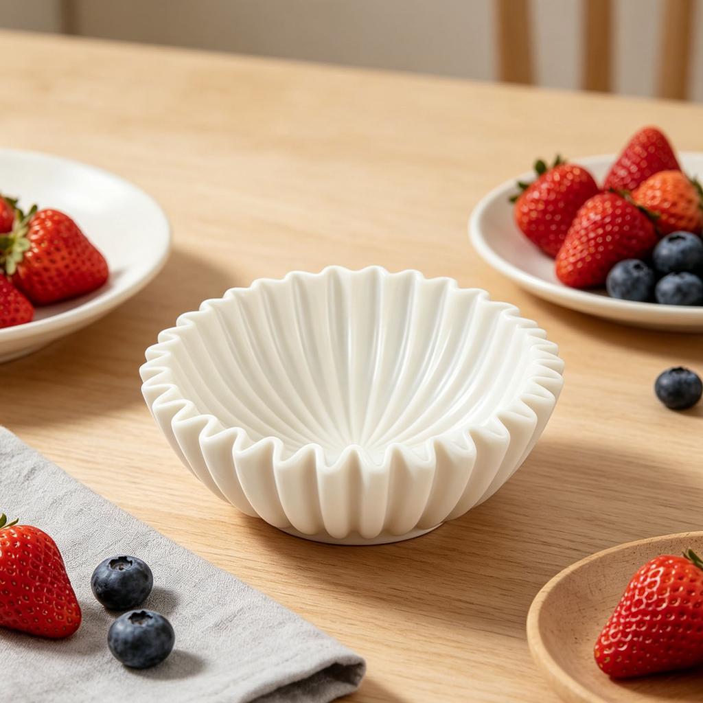 Marble Bowl Flower Dish Small Decorative Bowl for Housewarming Birthday Wedding B White