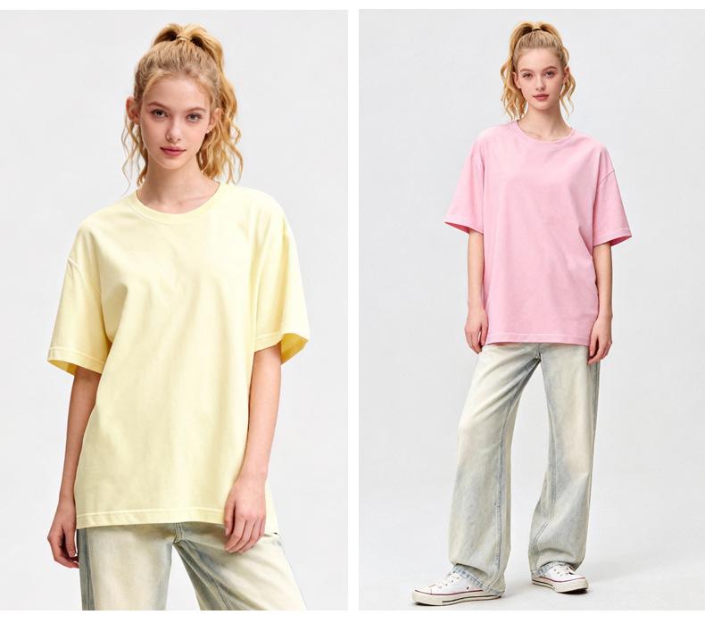 Women's 200g Pure Cotton Short Sleeve Round Neck T-shirt - Solid Color, Casual Fit