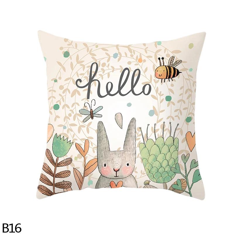 Home Decoration Easter Rabbit Egg Polyester Pillow  Set for 45 Cm of Car Sa Decoration  Houses Funda De Almohada