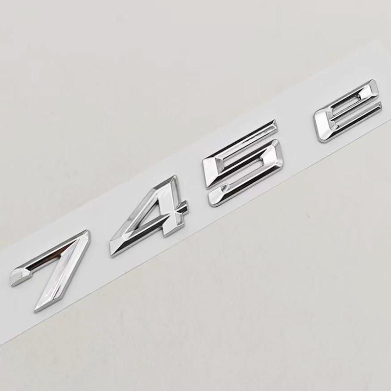 3D ABS Chrom Schwarz Auto Buchstaben Logo 745e Heckklappen Emblem Aufkleber Abziehbild Für BMW 7er Reihe 745e G12 Auto Heckmarkierung Zubehör