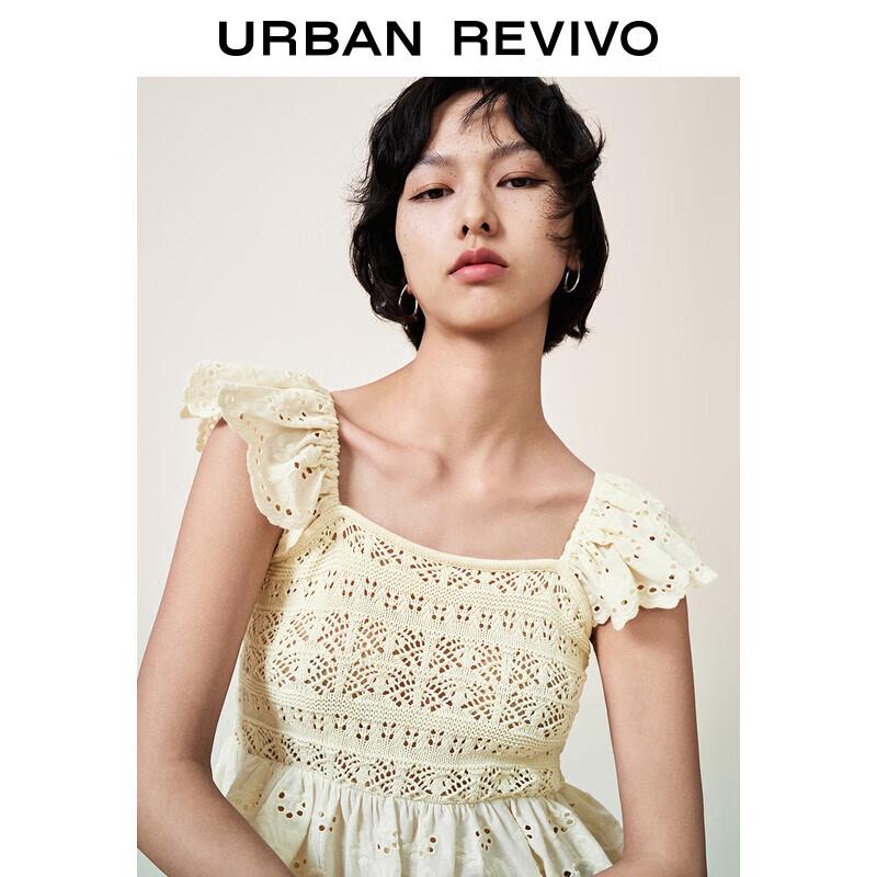 

Женский вязаный топ с короткими рукавами, кружевной вышивкой L