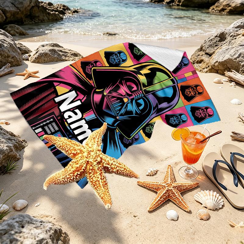 Custom Name Personalized Star Wars Print Beach Towel, for Trip Camping Beach Party Home Decor, Birthday Gift for Family & Friends