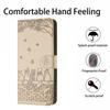 For iPhone 16 Case with Wrist Strap Leather Phone Cover Wall Cats Pattern