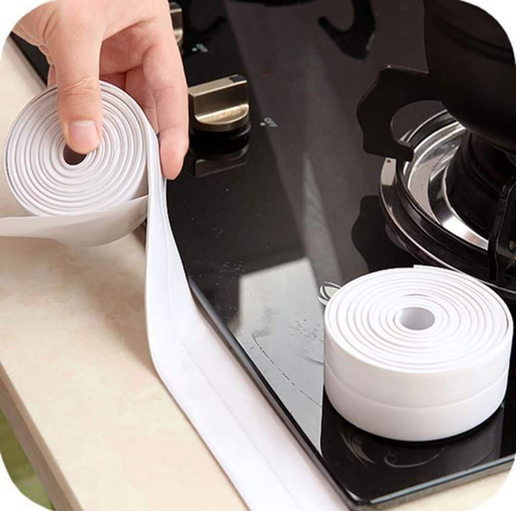 White Waterproof Tape for Shower Toilet and Kitchen Caulking Strip Wall Edge Protector Shower Tile Sealer Adhesive 3.2m*3.8cm