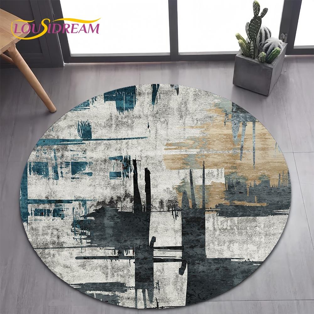 26 Style New Bohemian Abstract Modern Art Geometry Art Round Carpet Rug for Bedroom Living Room Decoration,pet Decor Floor Mat