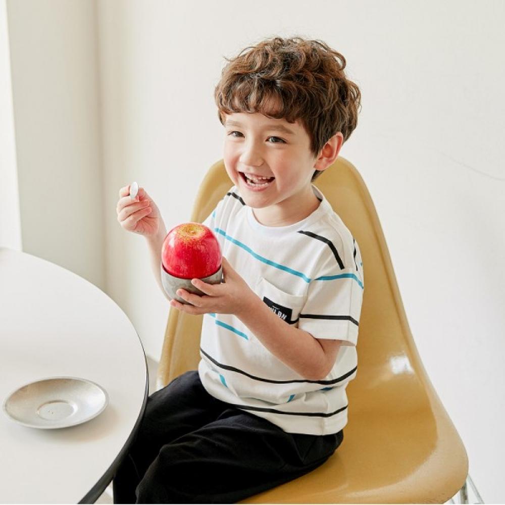 [olivan] Nowoczesny kieszonkowy top i dół w paski 9 elementów niebieski 