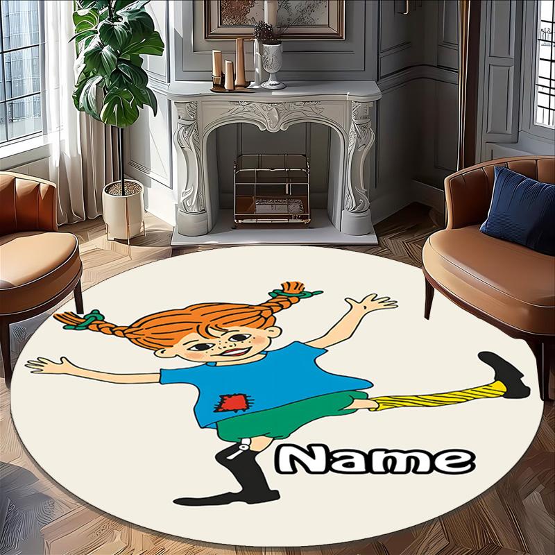 Customizable Pippi Longstocking1 Round Non-Slip Carpet - Ideal for Garden, Picnic, Office, Perfect for Decoration, Suitable For All Seasons
