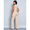 Spring and Summer Women's Two-piece Set of Elegant and Thin V-neck Sleeveless T-shirt and Wide-leg Pants Two-piece Set