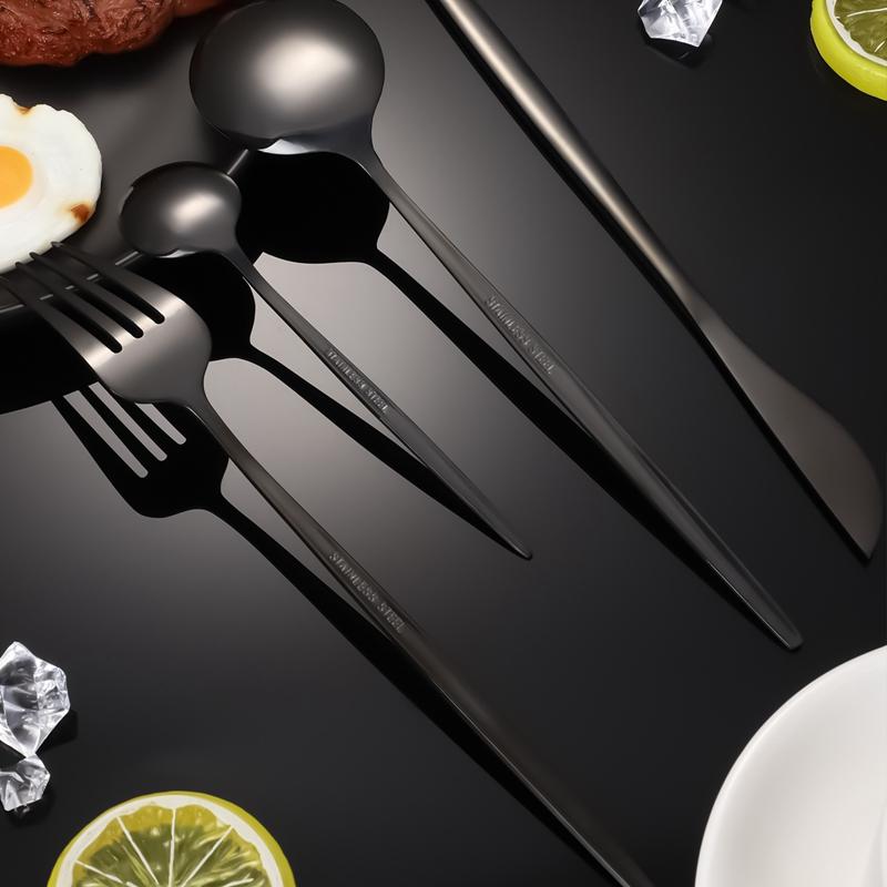 4Pcs Golden Cutlery Set Stainless Steel Knife Fork Spoon Tableware Flatware Set Festival Kitchen Dinnerware Gift