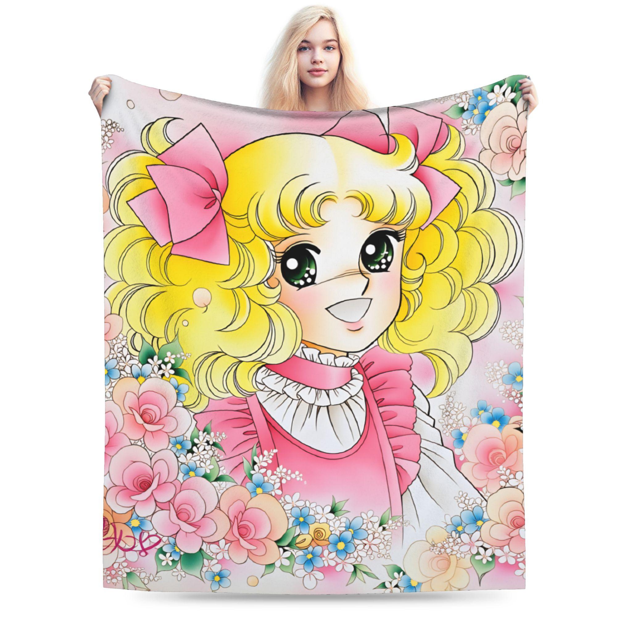Anime Candy Candy Plush Blanket Students  Flannel Throw Blanket For Living Room Super Soft Customized Quality Bedspread Gift 30x40in