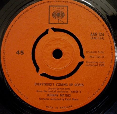 

7-дюймовая пластинка ДЖОННИ МЭТИС - Всё будет в розах / Smal AAG124 CBS 1962 Великобритания Поп Б/У