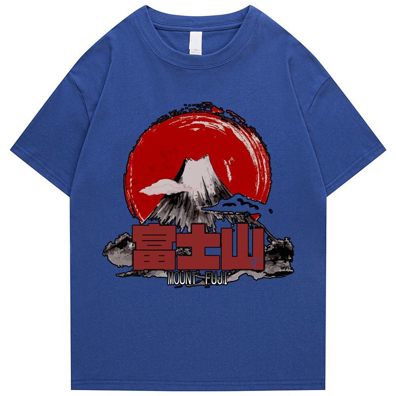 Japanese Street Tshirt Unisexs Hiphop Funny Tokyo Fuji Mountain Tshirt Summer Short Sleeve Tshirt Harajuku Cotton Tshirt