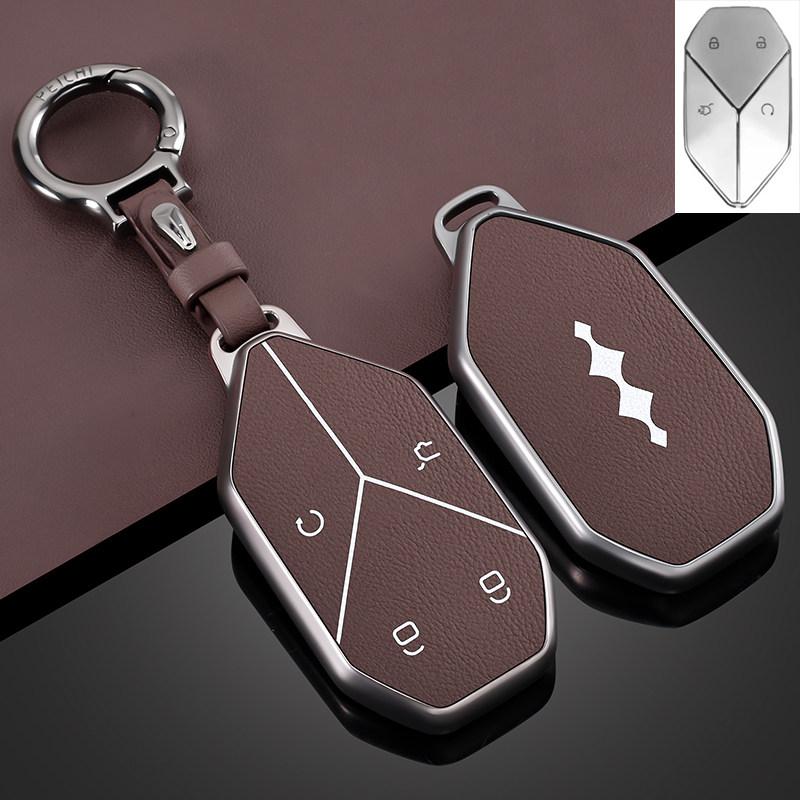 For BYD Formula Leopard 5 8 Titanium 3 7 Electric Car Key Fob Cover Key Case with Keychain Key Premium Leather Protective Shell