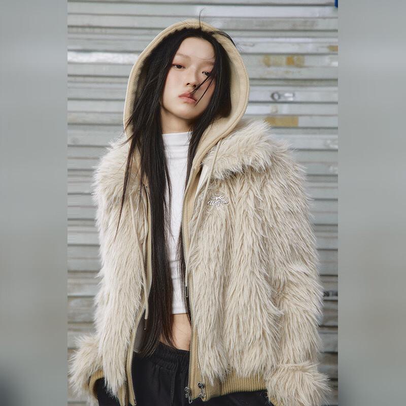 UNIFREE Women's Korean Style Faux Two-Piece Hooded Padded Jacket