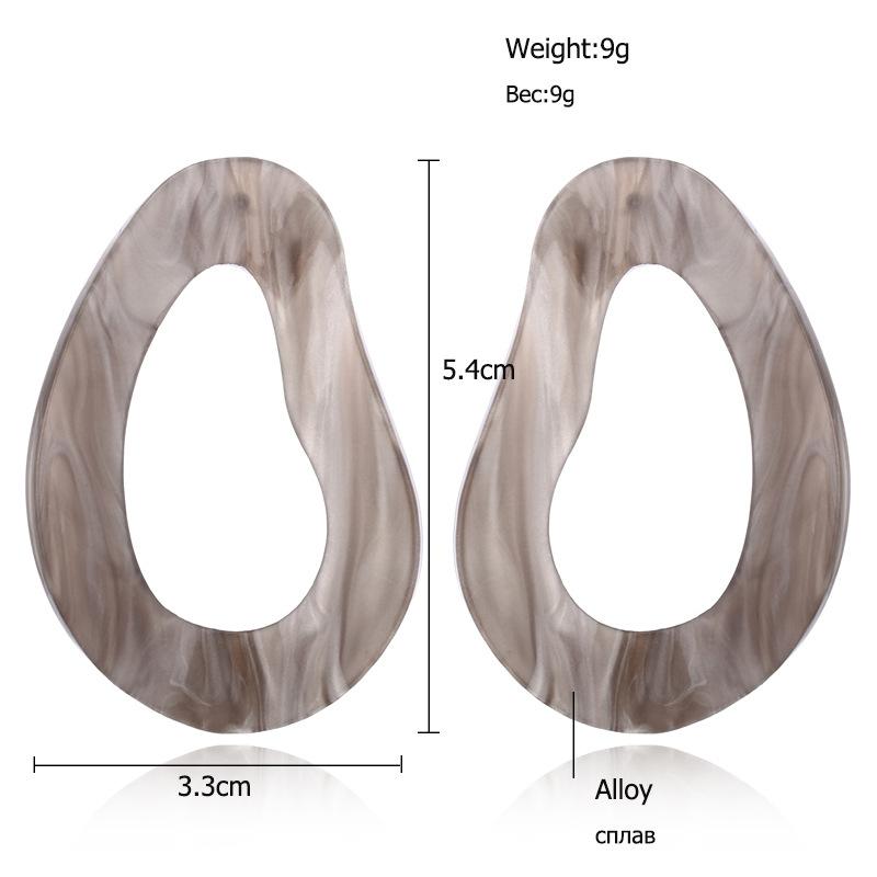 New European and American Retro Oval Acrylic Earrings with Imitation Marble Pattern, Personalized and Versatile Earrings