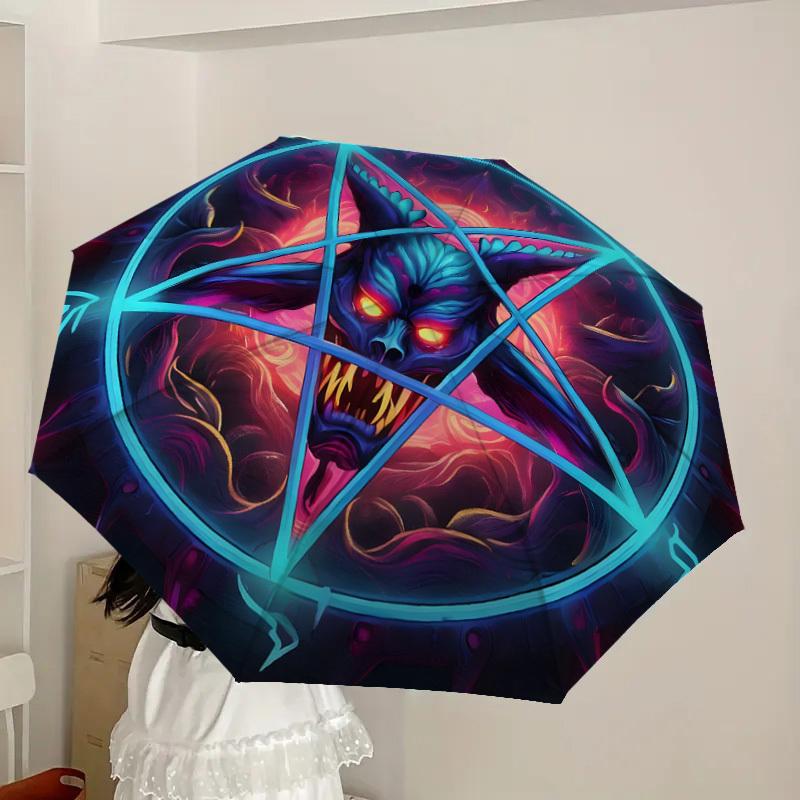 1pc Devilish Pentagram Symbol Umbrella with Plastic Handle,Suitable for All Seasons Home Travel Outdoor UmbrellaDD1291