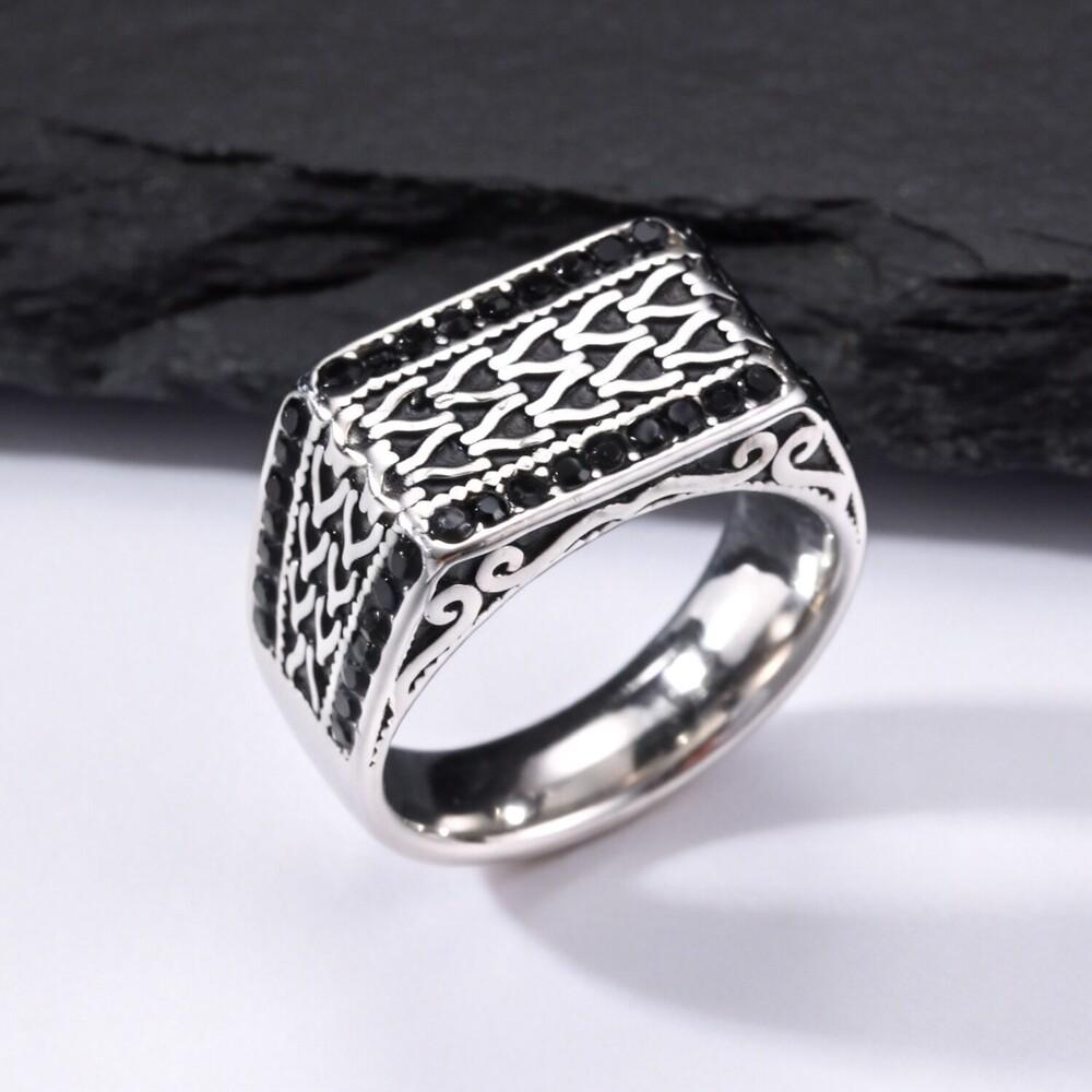 Vintage Punk Signet Ring for Men,Waterproof Stainless Steel Statement Ring,New Jewelry