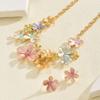 European and American Style Jewelry New Dopamine Flower Drip Oil Design Earrings Versatile Long Necklace Jewelry Set