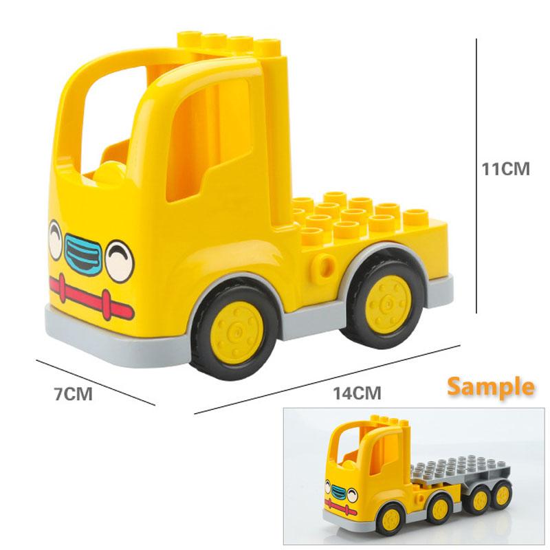 Trailer Car Motorcycle Boat Big Building Blocks Collocation Vehicle Accessory Kid DIY Toys Compatible With Duploed Set Gift