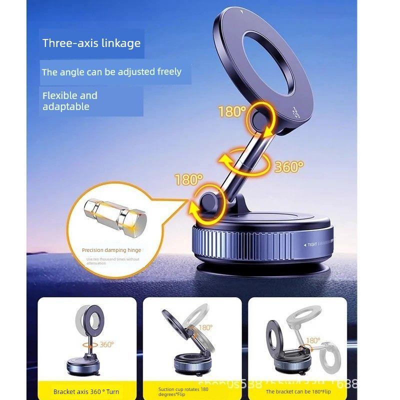 Car Mount for Mobile Phone with Magnetic Suction, Vacuum Adsorption, Three-Axis Rotation, Universal High-End Car Navigation Strong Suction Cup