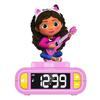 Gabby's Dollhouse Alarm Clock Night Light - Sounds and Melodies, Bright Backlit LCD Screen - Pink