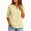 Women's Casual Color V-Neck Three-Quarter Sleeve Button T-Shirt Top