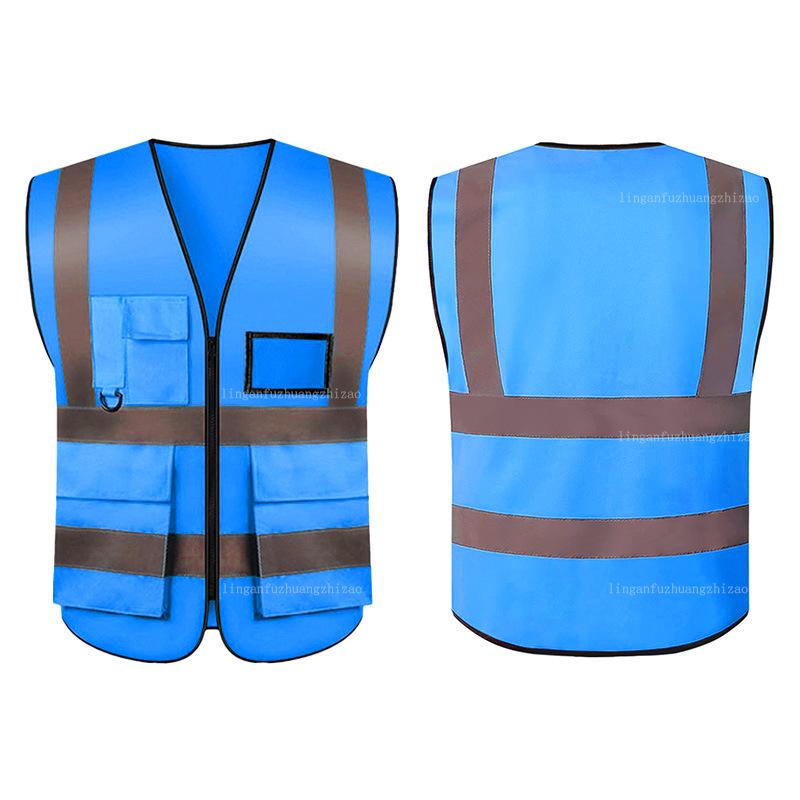 Multi-Pocket Reflective Vest for Sanitation & Construction with Printing