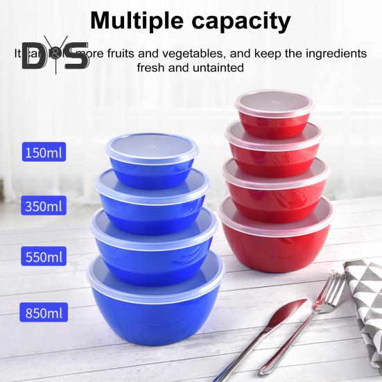 Lot de 4 bols à mélanger avec couvercles, récipients à salade sans BPA, bols de conservation hermétiques et empilables, kit de préparation de repas pour la maison et les repas en plein air