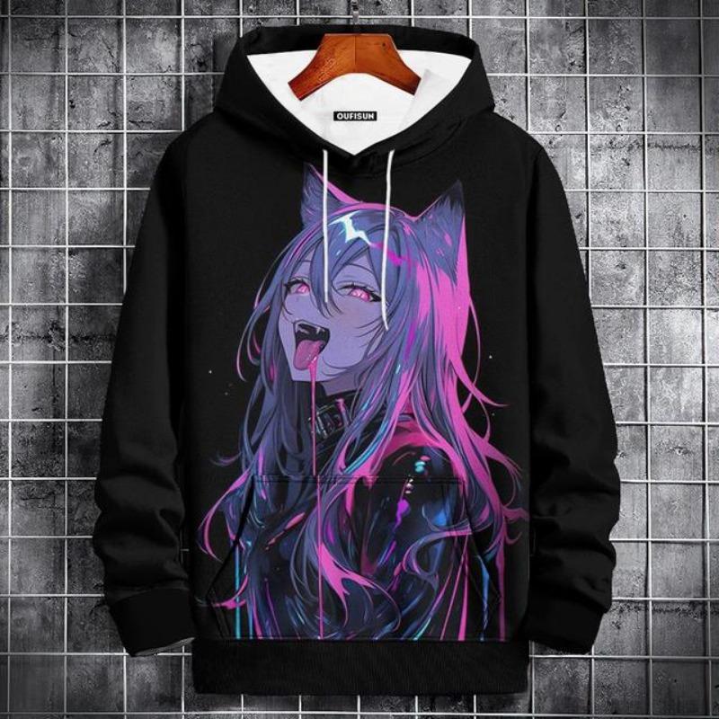 Cartoon Sexy Bad Girl Men's Hoodie Autumn Casual Long Sleeve Pullover 3D Print Tops Fashion Streetwear Fashion Men's Hooded