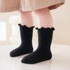 1 Pair Baby Girls Scallop Top Socks Spring Autumn Mid-Calf Princess Socks Sweat-absorbent Cute Cotton Socks for Toddlers