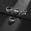Ingemark 4Pcs/Set Punk Retro Five-Pointed Star Spiral Wide Rings Men Creative Hip-Hop Thick Finger Rings Set Steampunk Jewelry