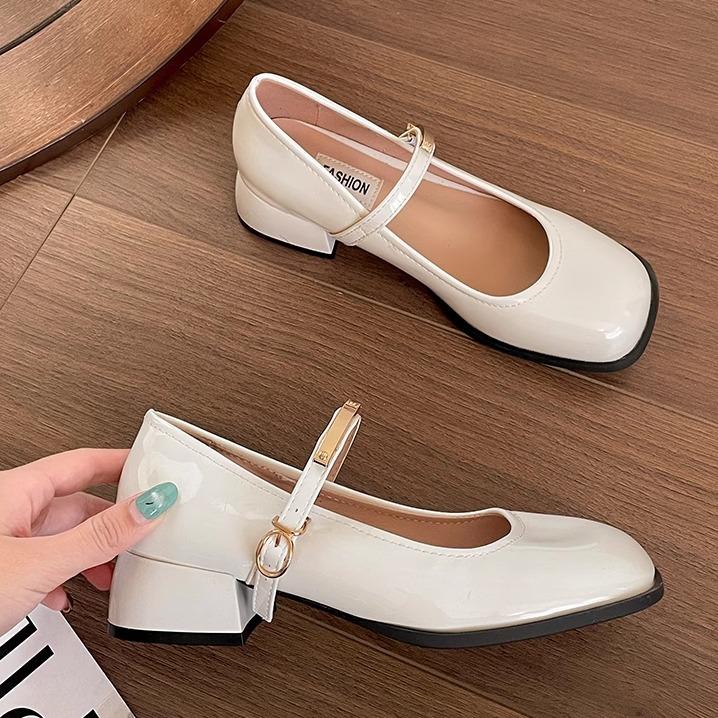 Internet celebrity French small fragrant style thick heel small leather shoes women 2025 new spring and autumn with skirt British style Mary Jane sin