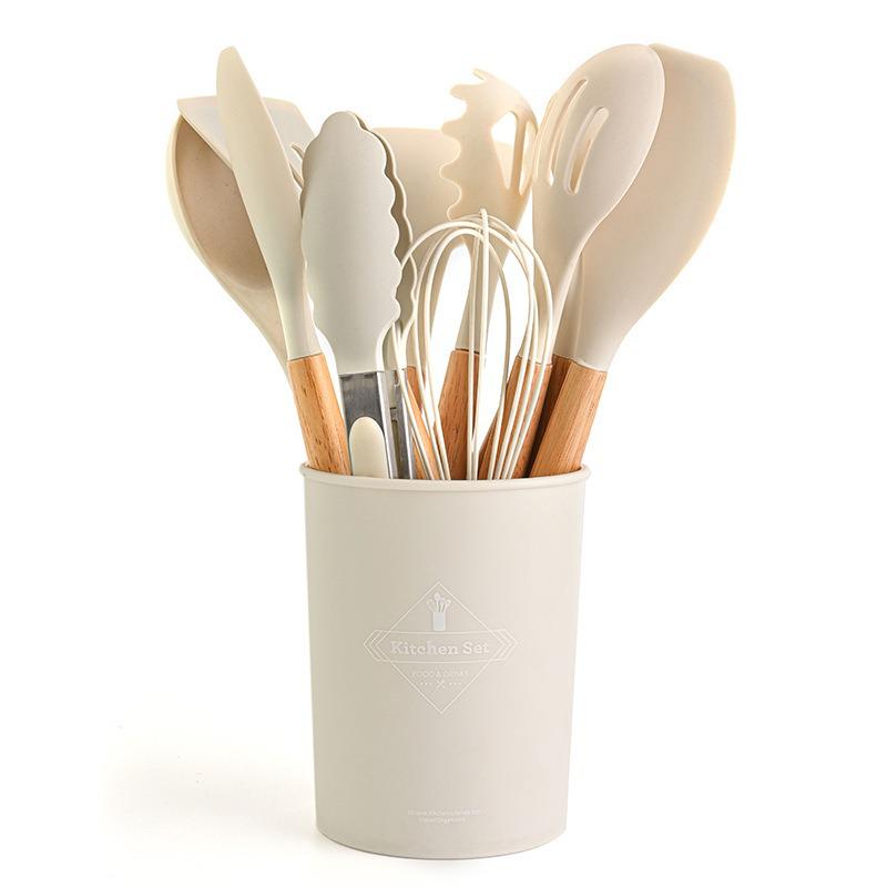 12-Piece Lightweight Silicone Kitchenware Set: Spatula, Whisk & More. Multiple Colors. Safe for Non-Stick Pans.