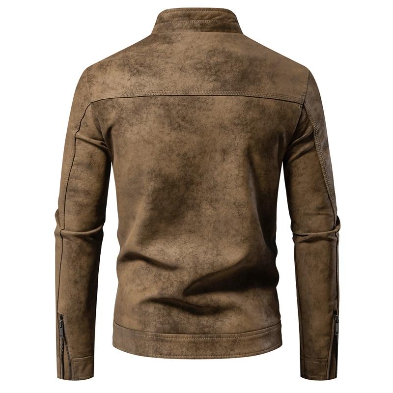 Spring Autumn Retro Leather Jackets Casual Men's Wear Tie Dyed Washed Matte Process Casual Outerwear Fashion Motorcycle Leather