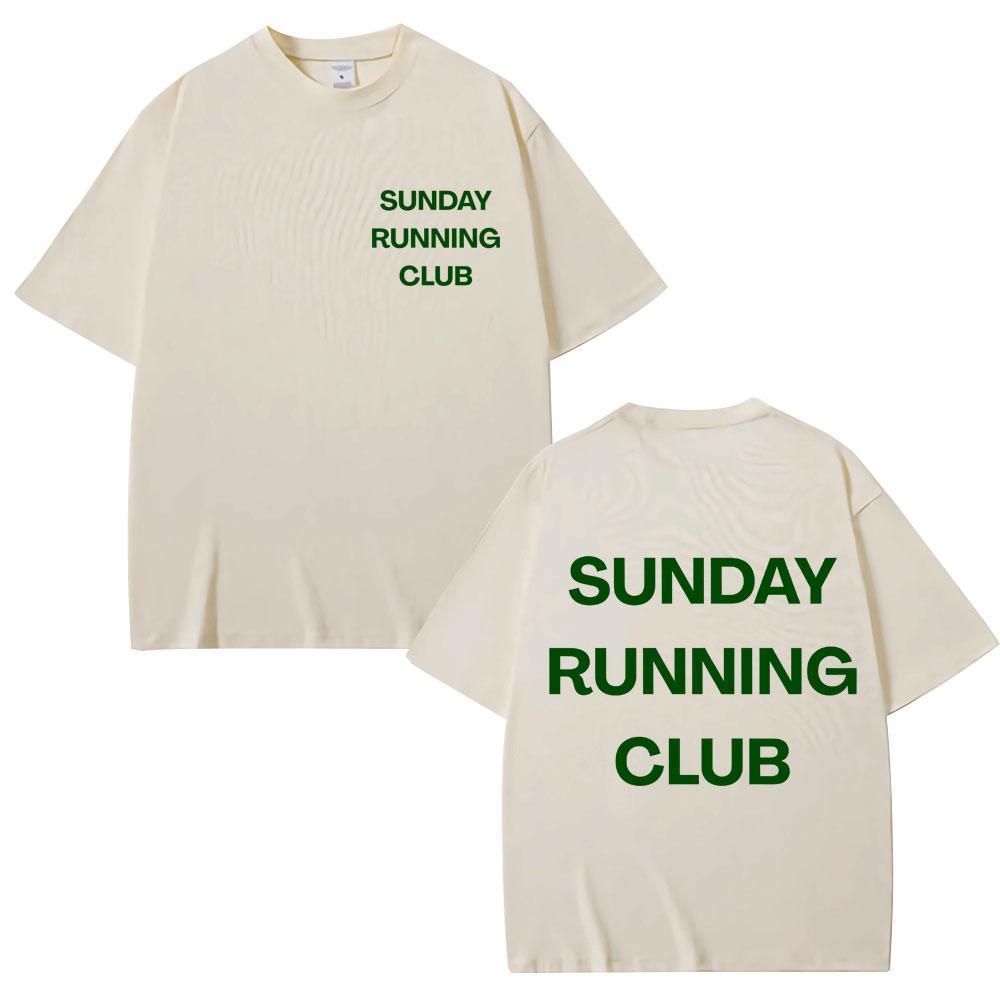 

Sunday Running Club Graphic T-Shirt Men Women Sporty Jogging T Shirts Oversized Breathable Cotton Casual T Shirt Streetwear S