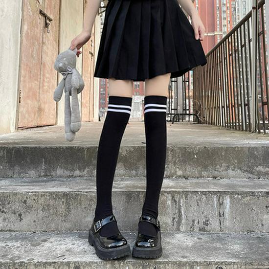 Women's Japanese Style White Over-the-Knee Slouch Socks