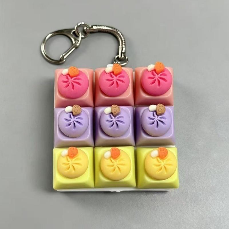 9 Keys Keyboard Fidget Keychain Keyboard Clicker Mechanical Keyboard Keyring Stress Relief Toys Gift For Girlfriend