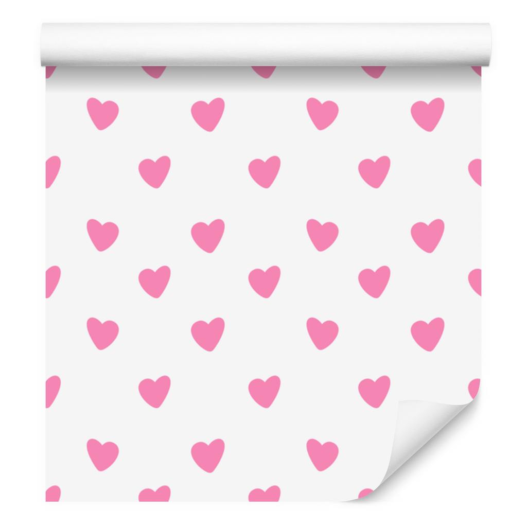 Hearts Wallpaper White and Powder Pink 50x1000