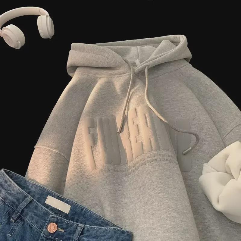 Men's Heavy Foam Fleece Hoodie: New Loose-Fit Trendy Sweatshirt for Fall/Winter.